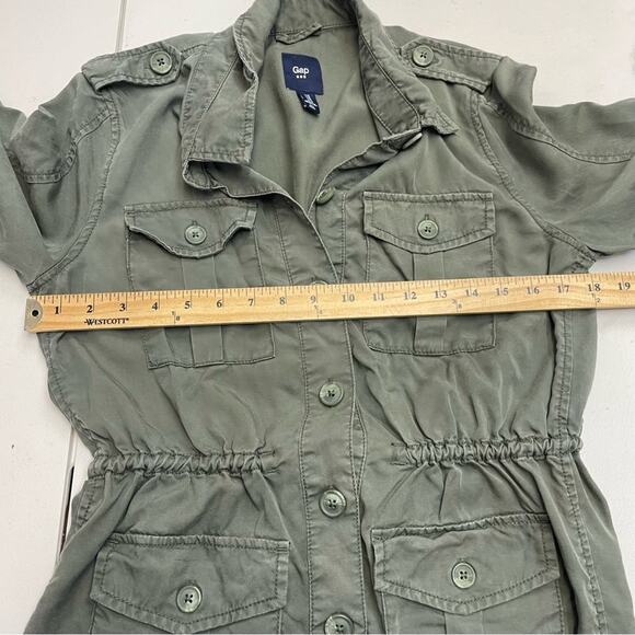 Gap army green button down utility lightweight jacket size Medium - Picture 10 of 12